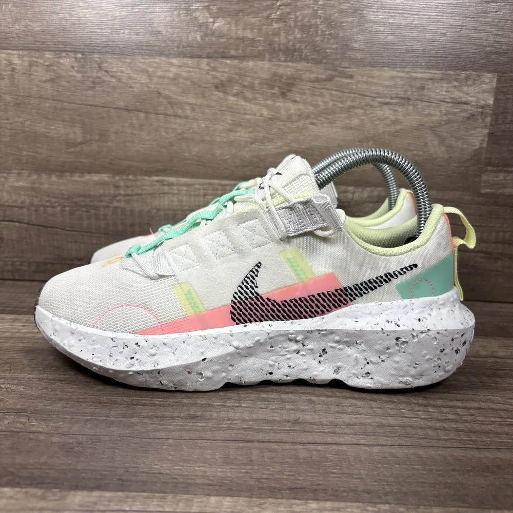 Nike Crater Impact White Pink Green Womens US Size 8.5 CW2386-101 Running Shoes